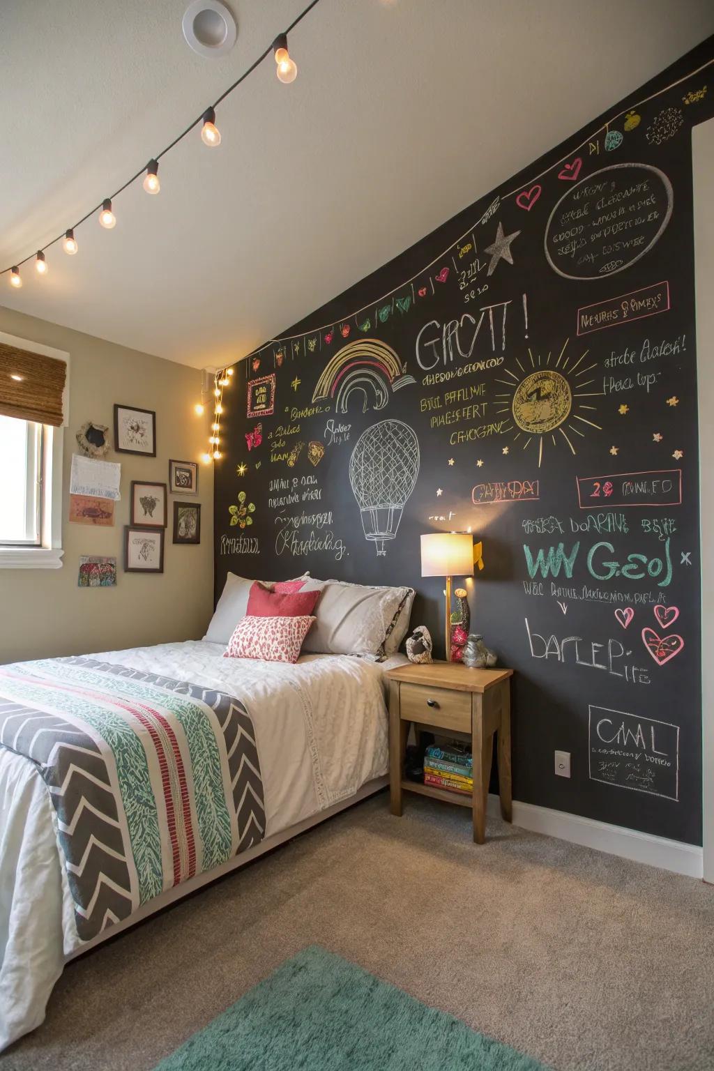 Chalkboard walls invite endless creativity.