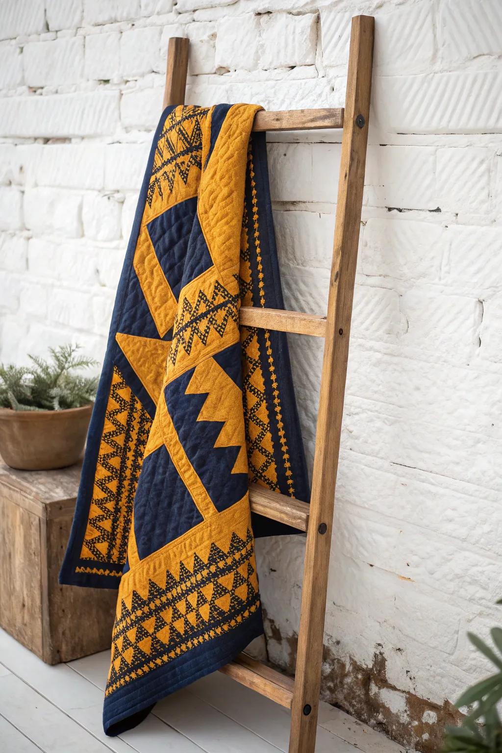 Embrace the art of bold contrasts with this stunning quilt that brings drama and elegance into your space.