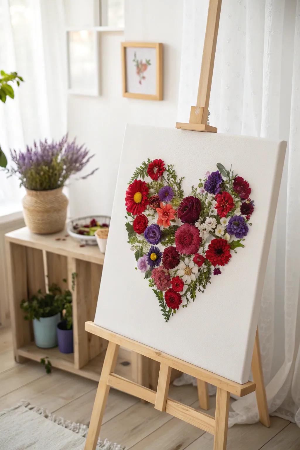 Bring a touch of eternal spring into your home with a stunning Floral Heart Canvas, where art and nature beautifully intertwine.