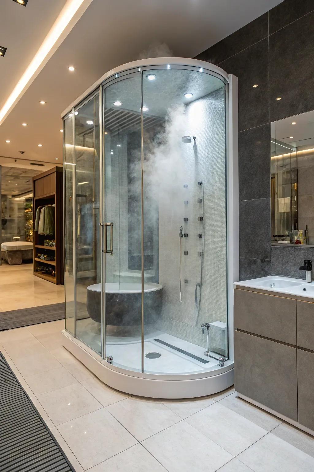 Curved designs offer a unique and elegant twist to conventional steam showers.