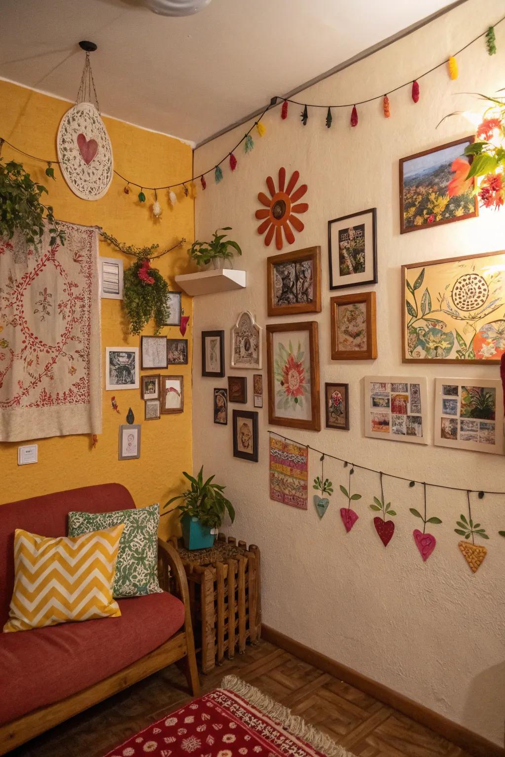 Artistic wall decor adds a personal touch.
