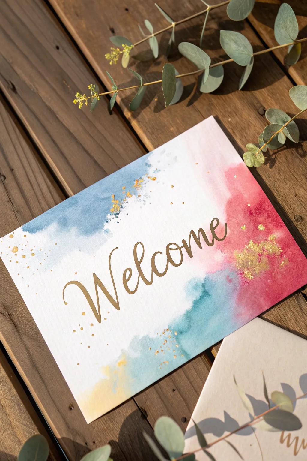 Welcome with Watercolor Wonders: A serene blend of artistry and simplicity.