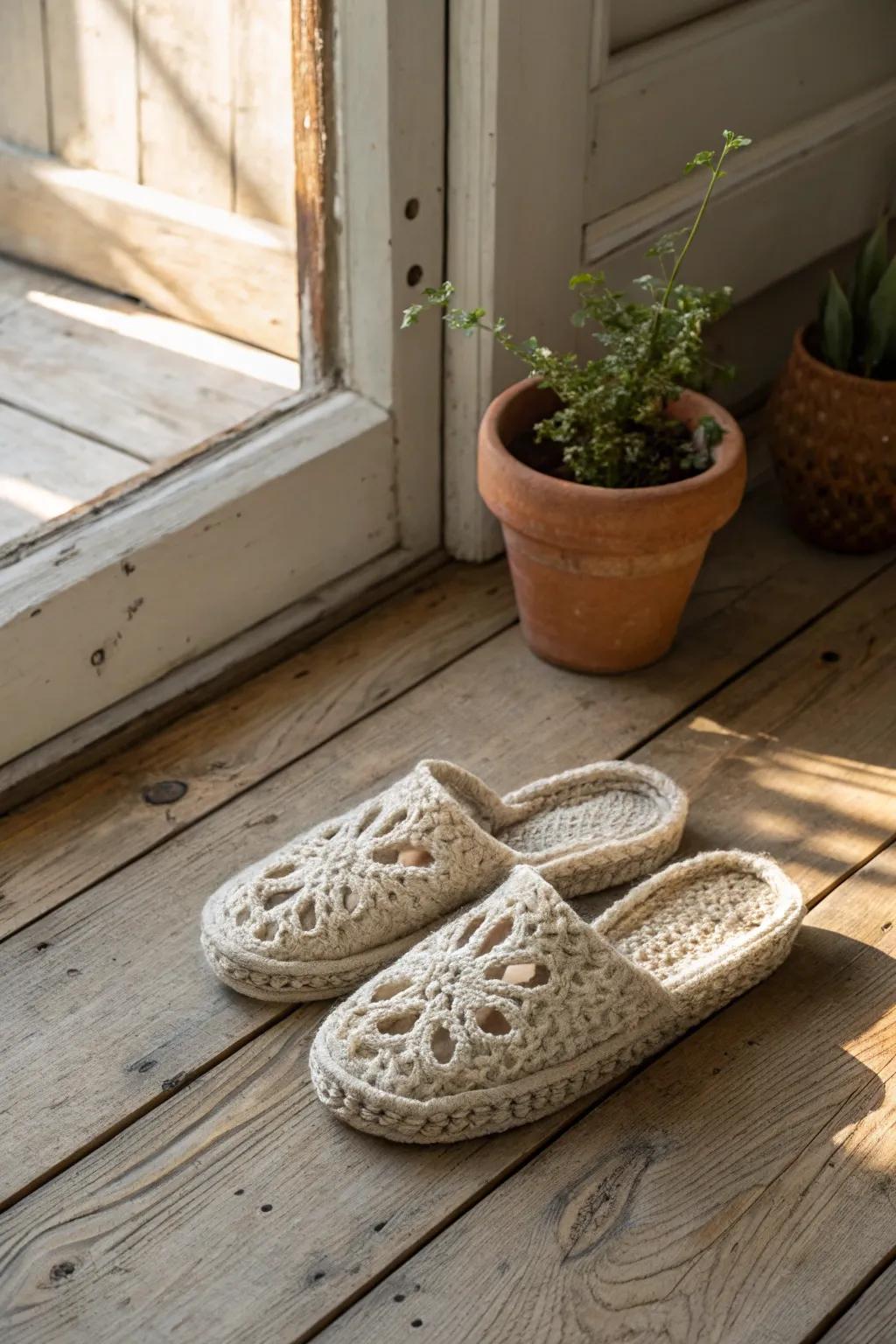 Step into warmth and style with these cozy crochet slippers, a perfect blend of minimalist elegance and boho charm.