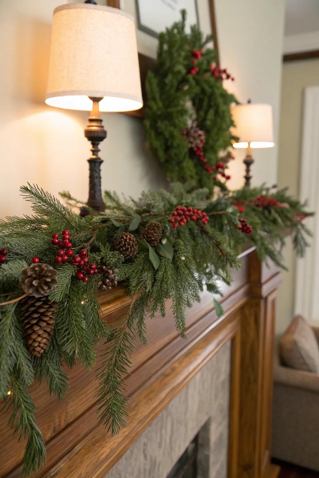 Add elegance with a garland of fresh greens.