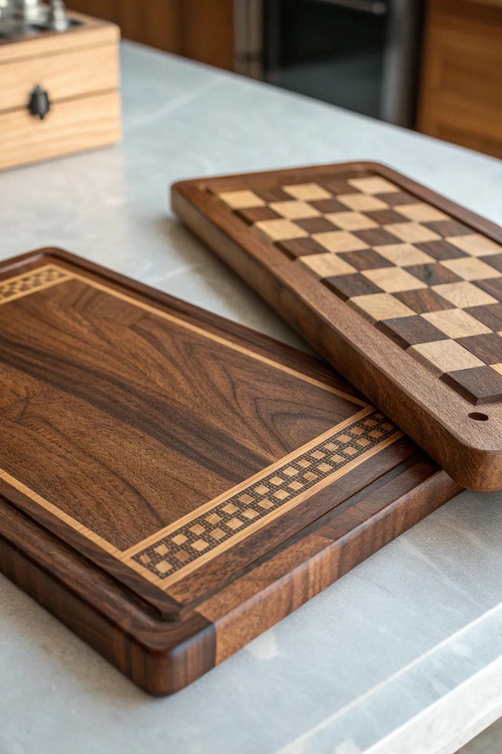 Elevate your gatherings with a double-sided charcuterie board that combines tradition and modernity in one stunning piece.