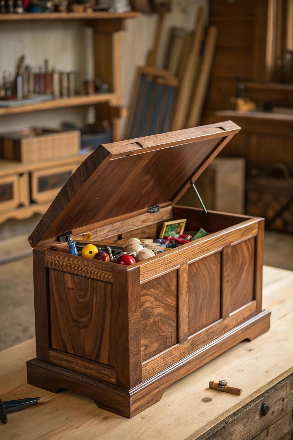 Elegance in Simplicity: A handcrafted toy box that brings order and charm to any playroom.