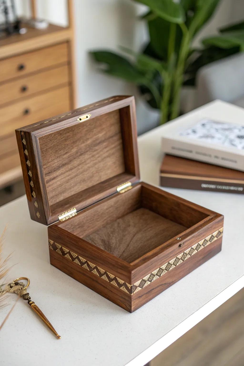 Discover the elegance of simplicity with this handcrafted wooden jewelry box, where mystery meets minimalism.