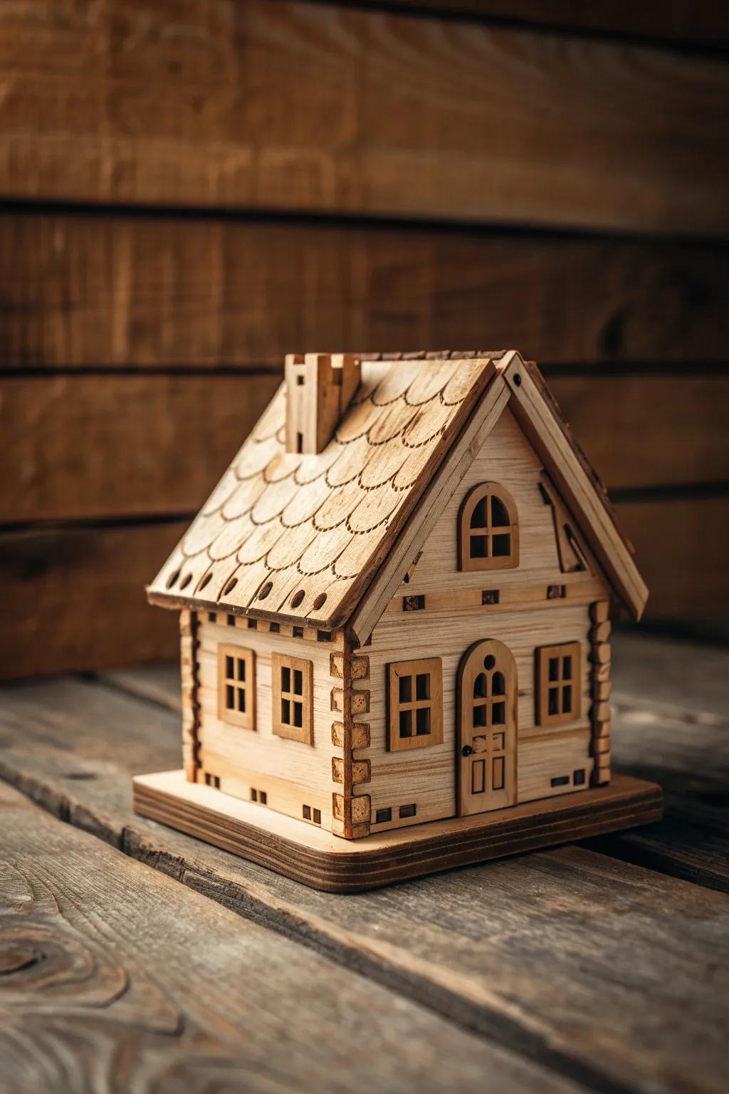 Handcrafted Elegance: Discover the charm of miniature wooden houses, perfect for adding warmth to any space.