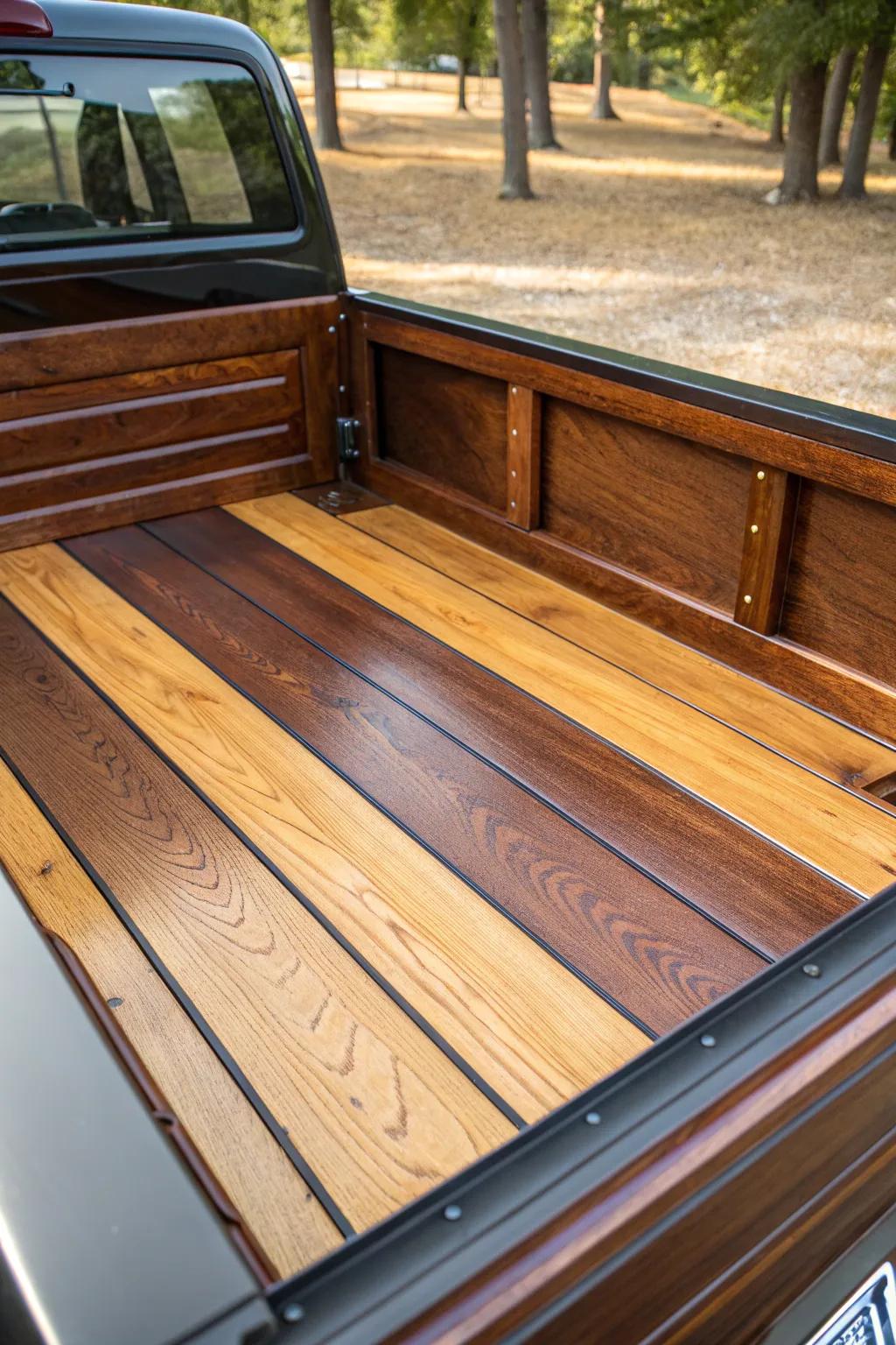 Elevate your truck with the captivating allure of a dual-tone wood finish, where craftsmanship meets style.
