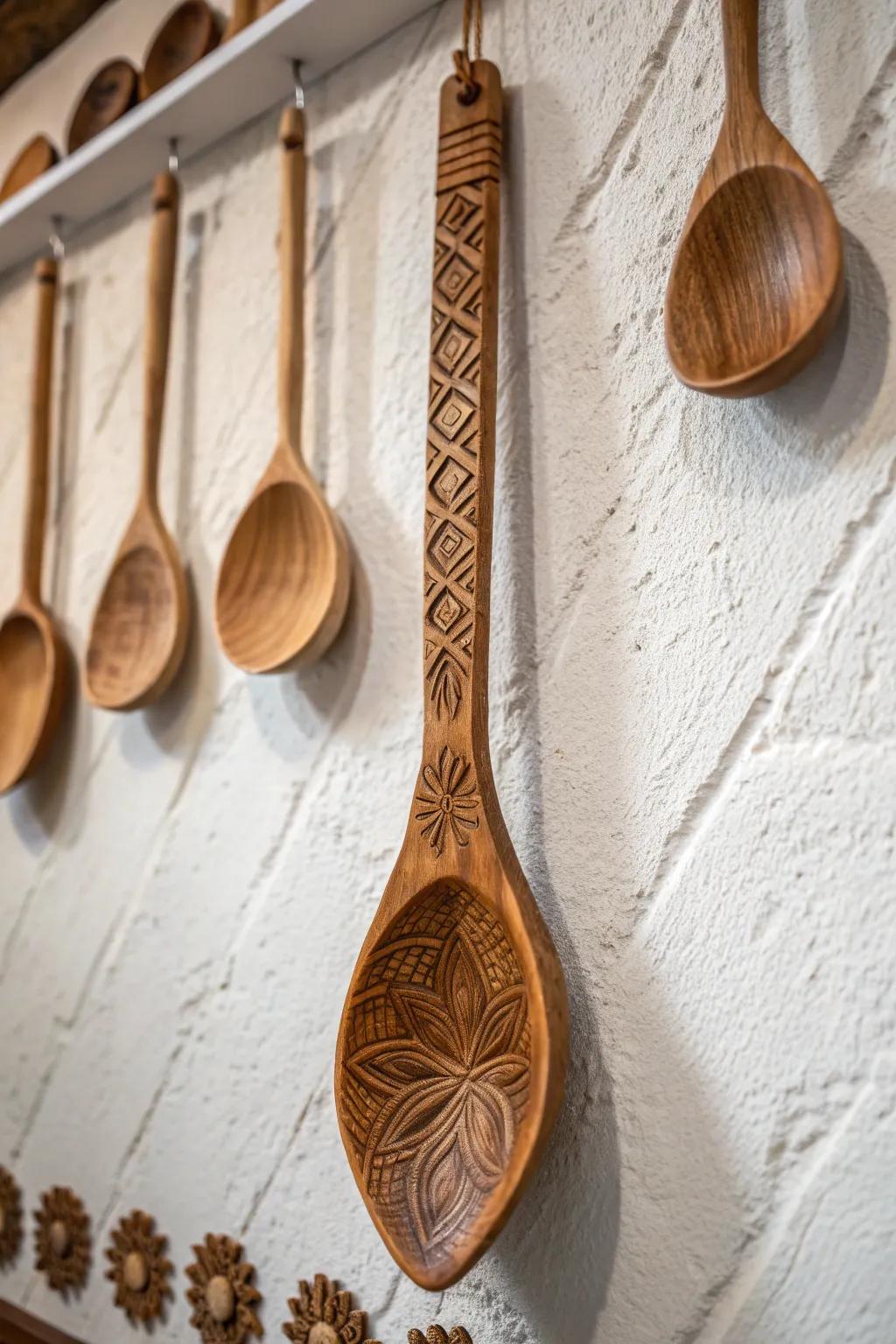 Transform your space with the artistry of wooden spoons as stunning wall decor.