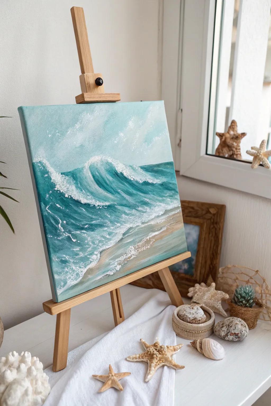 Dive into tranquility with this ocean-inspired minimalist canvas painting, where simplicity meets the serene beauty of the sea.