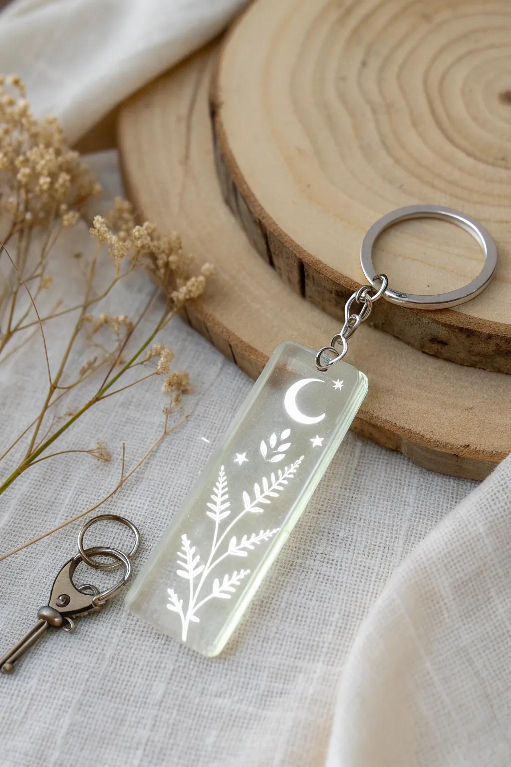 Illuminate your style with a glow in the dark acrylic keychain, where minimalist elegance meets night-time functionality.
