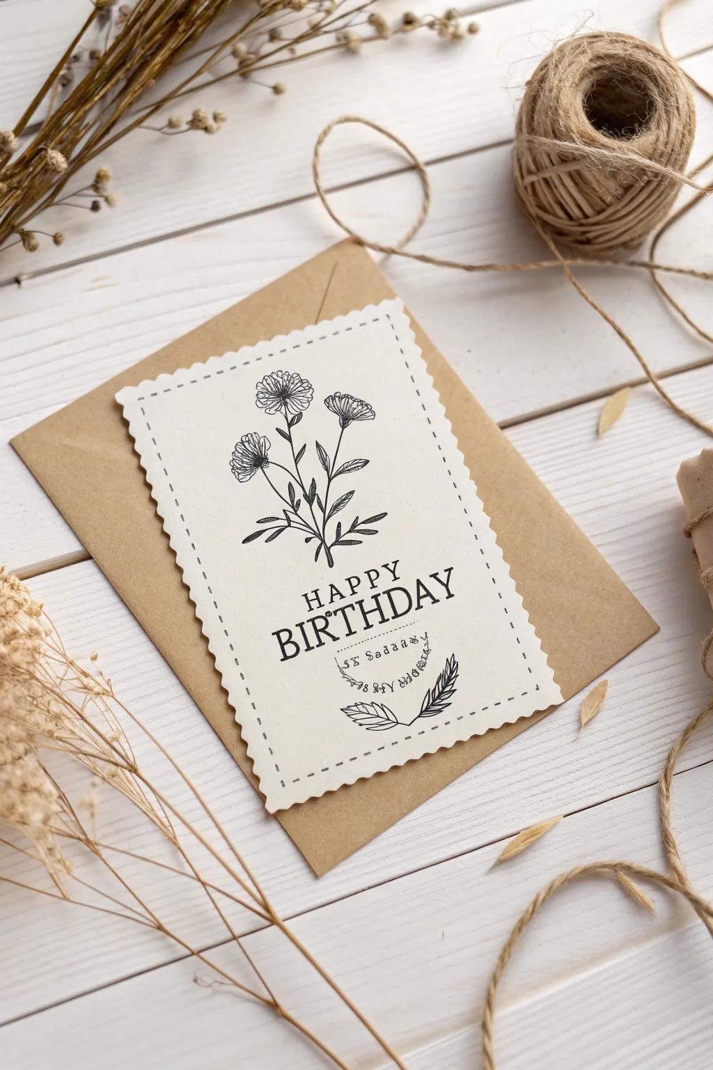 Stamped Simplicity: Embrace the elegance of minimalism with handcrafted birthday cards.