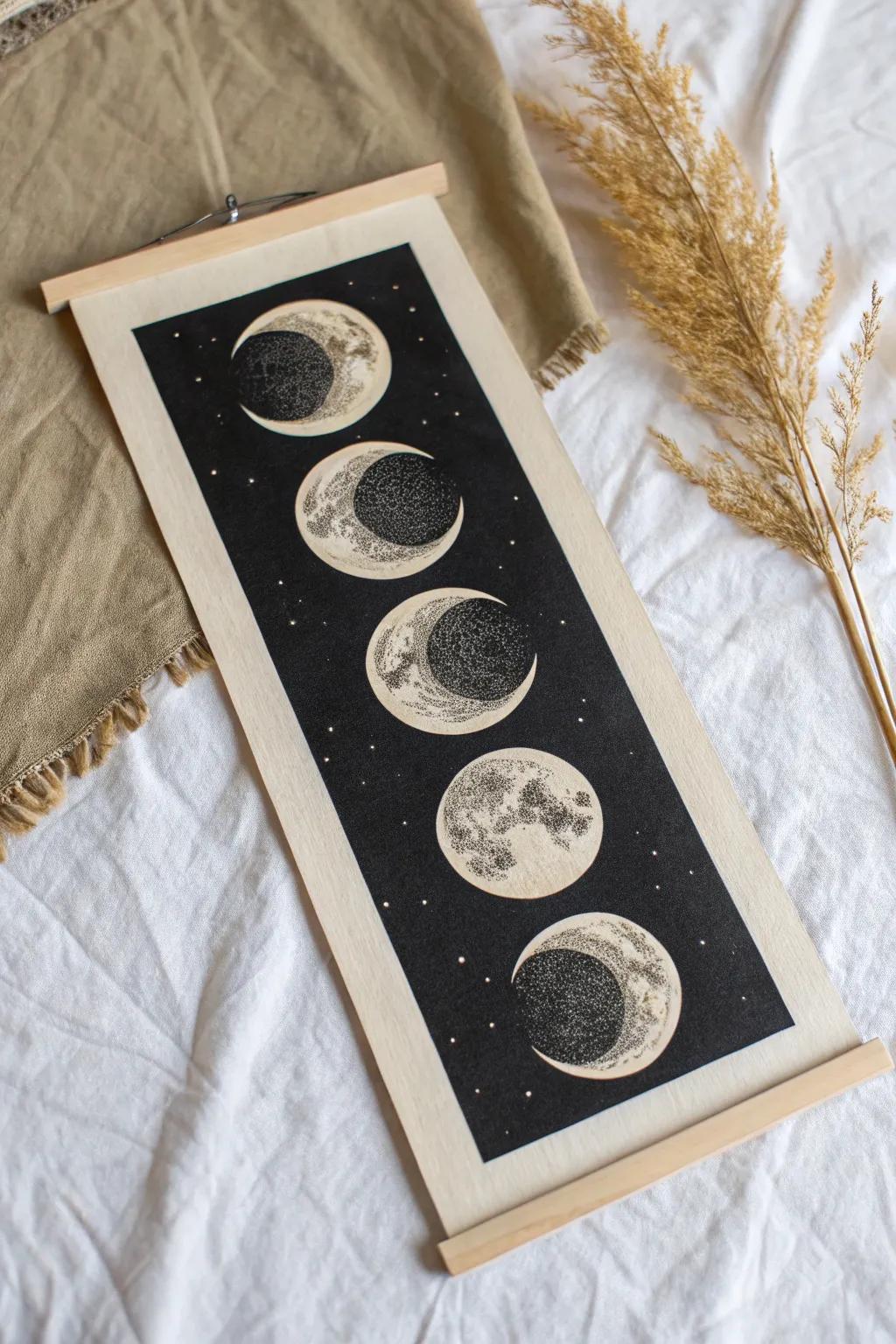 Discover the tranquil beauty of lunar phases in minimalist design.