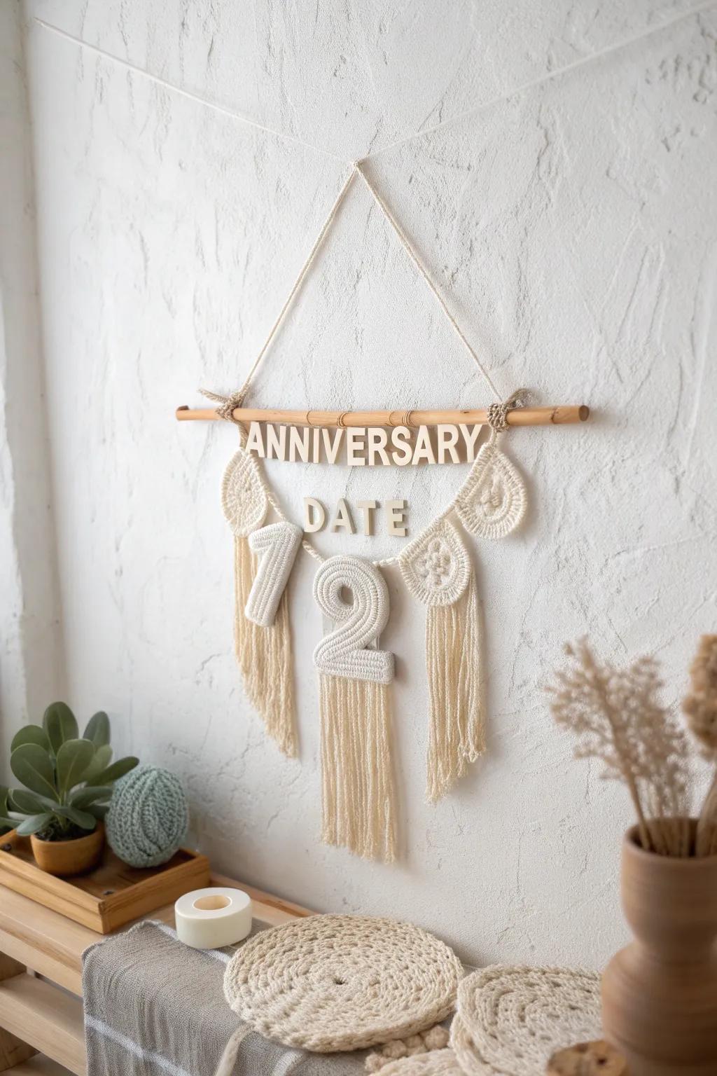 Celebrate your love story with a handcrafted crochet banner that beautifully marks your special day.