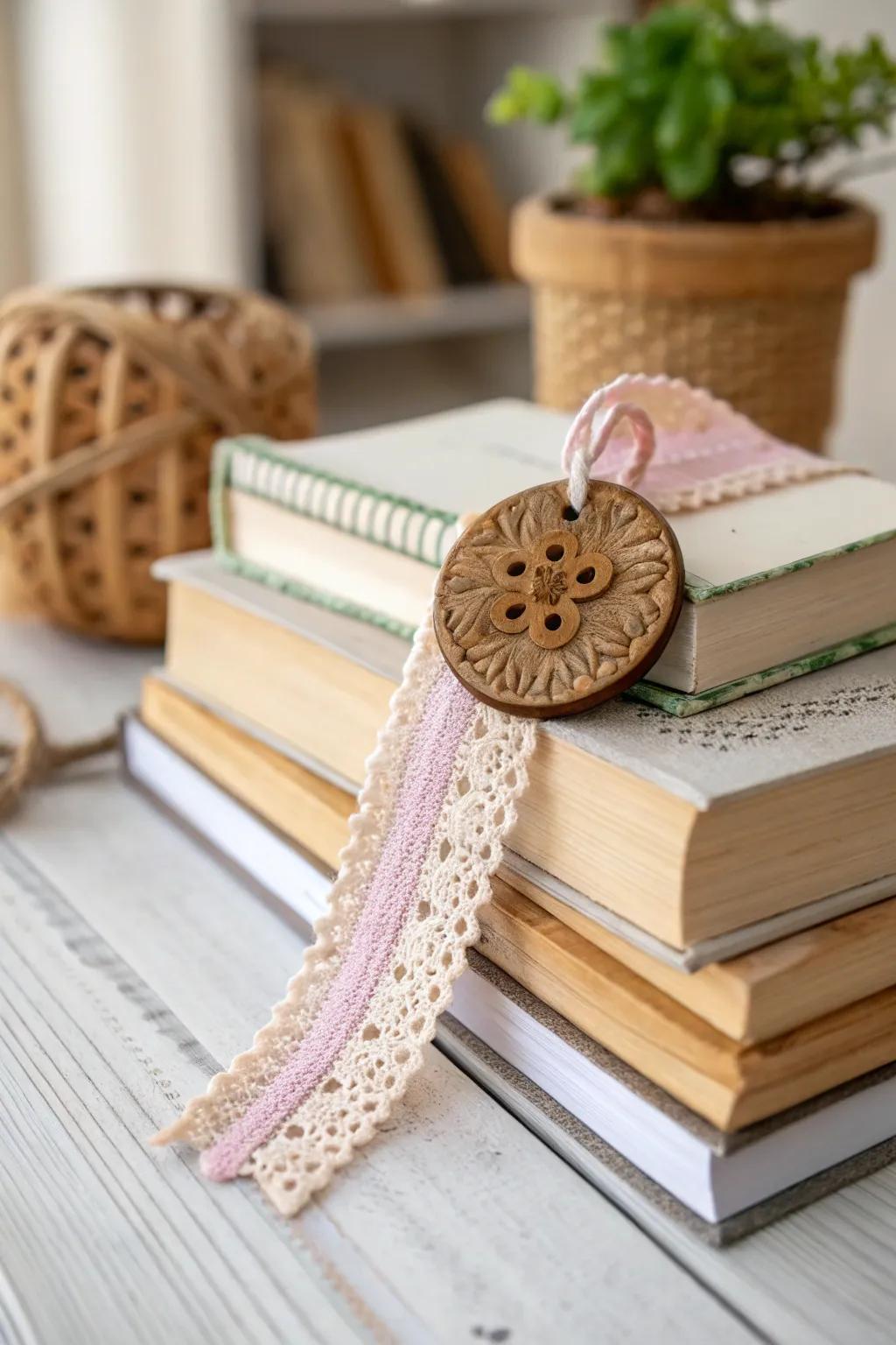 Craft a touch of whimsy for your child's reading adventures with these charming button bookmarks!