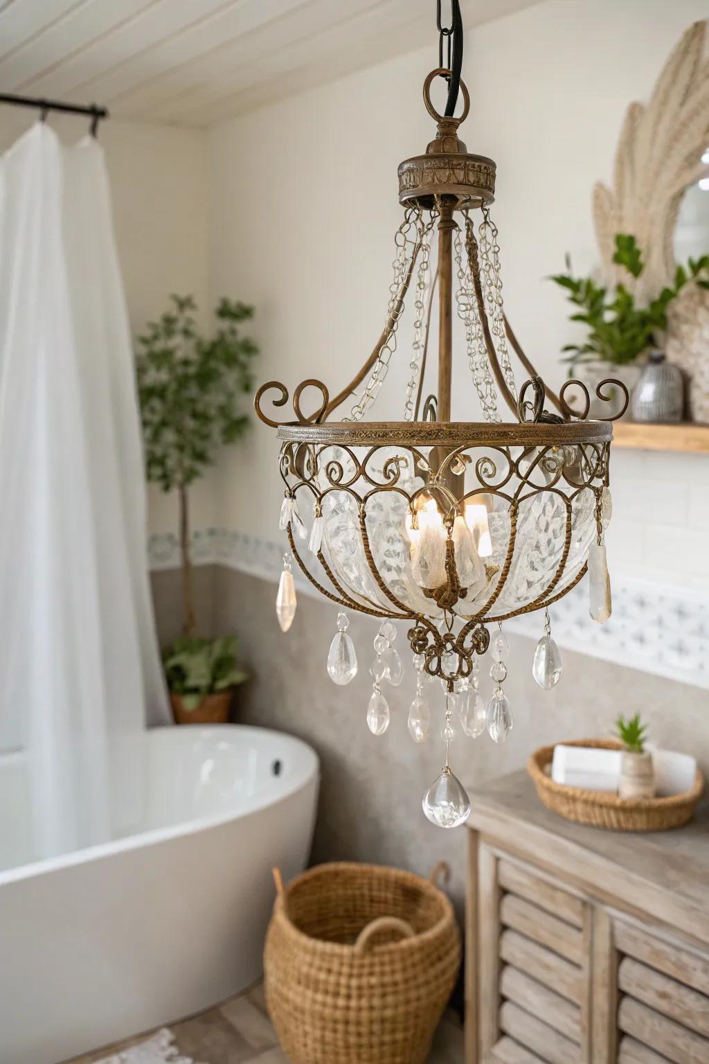 Elevate your bathroom with a touch of elegance and whimsy through unique vintage lighting fixtures.