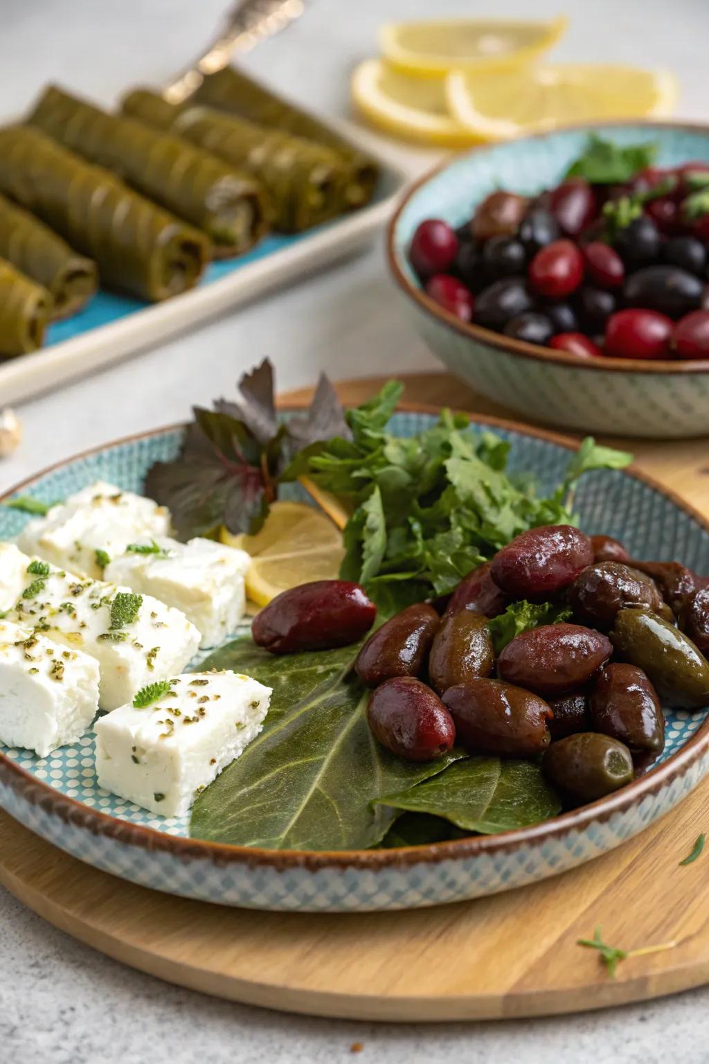 A Greek mezze platter that brings Mediterranean flavors to your table.