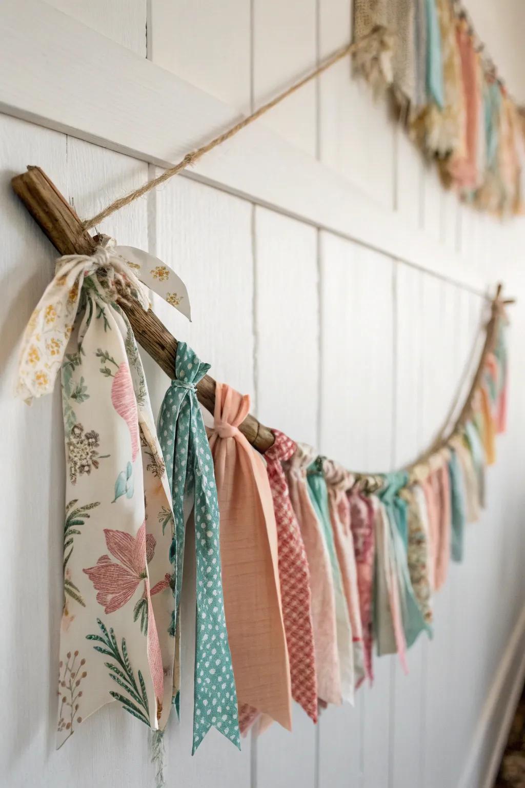 Add a playful touch to your decor with this enchanting no-sew fabric garland, perfect for any season or mood.