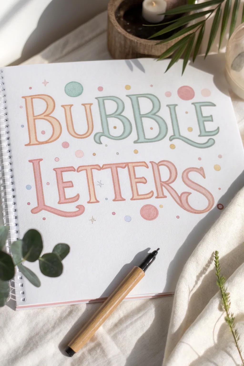 Add a playful touch to your memories with whimsical bubble letters in your scrapbook.