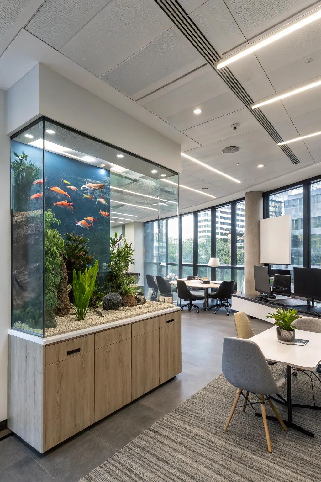 Boost your productivity with a tranquil office aquarium.
