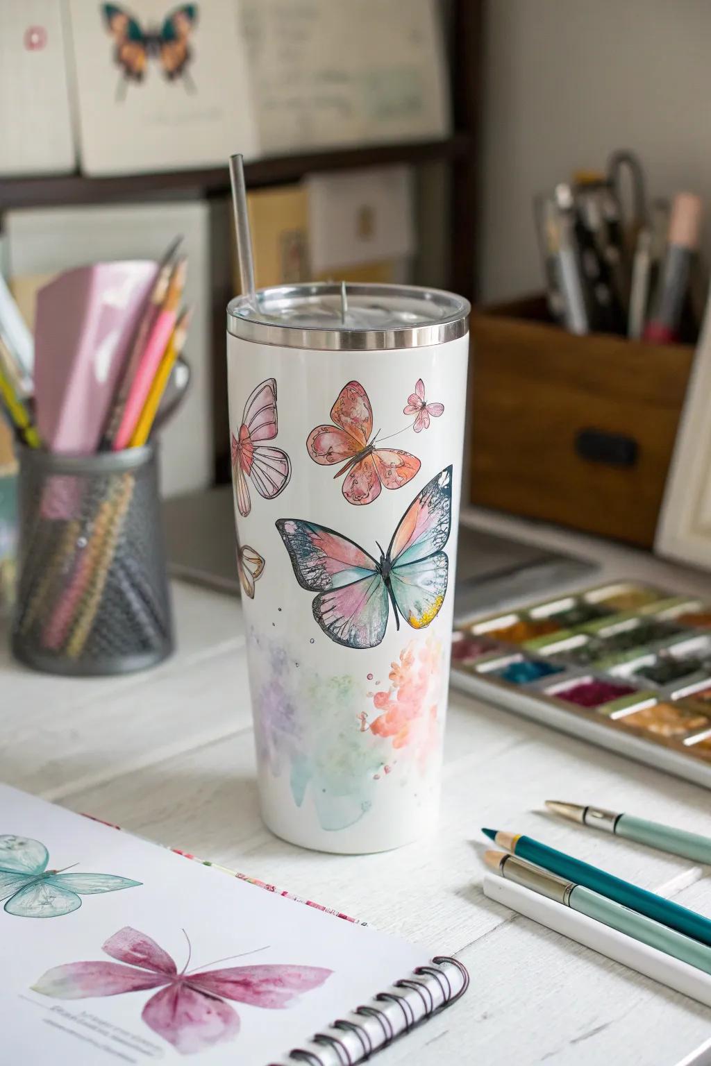 Add a whimsical, artistic vibe with watercolor butterfly designs.