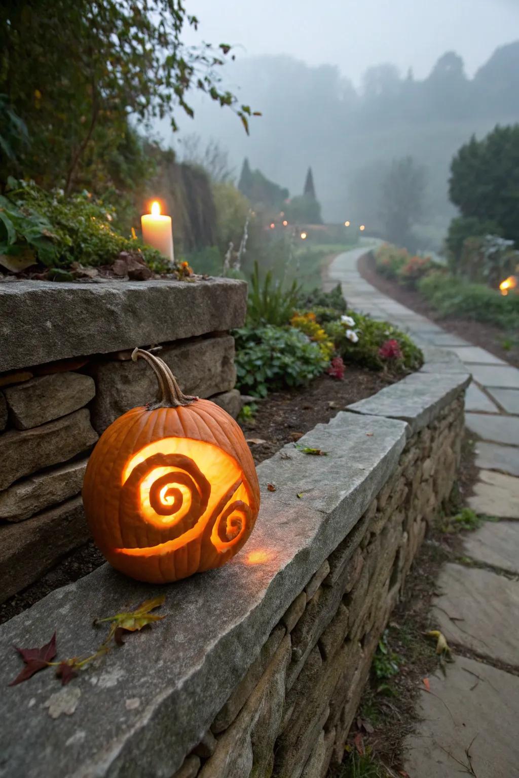 Create a captivating look with a hypnotic spiral pumpkin.