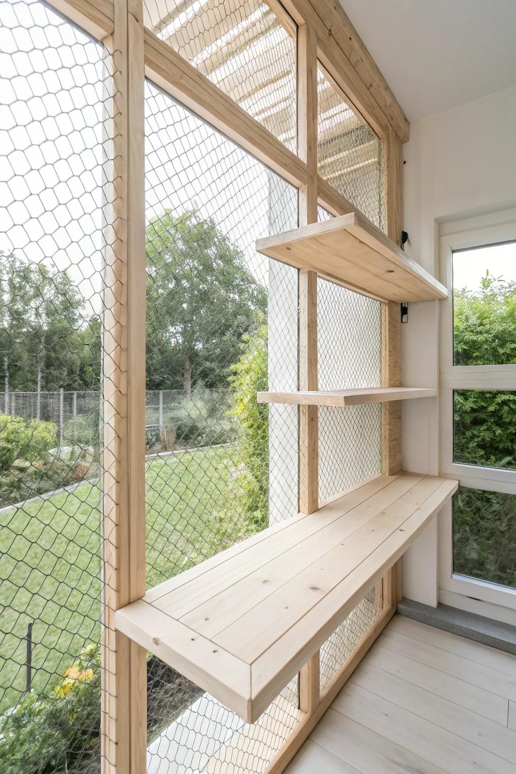 A serene escape for your feline friend: stylish and secure.