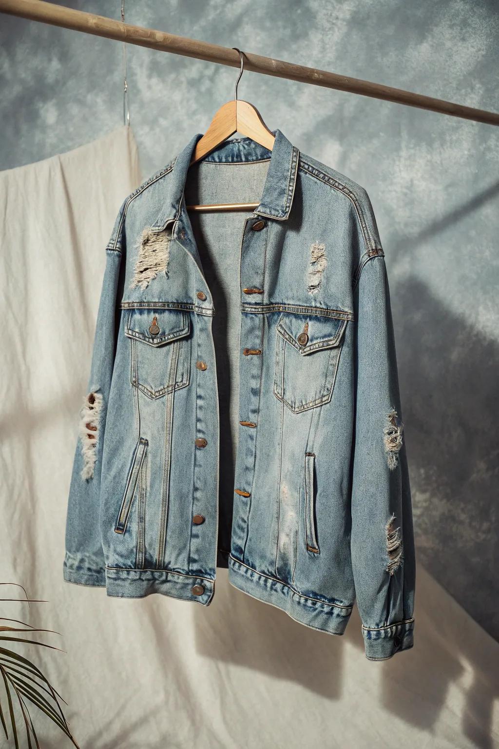 Effortless style meets spooky chic: Transform an old jacket into a simple zombie costume with a touch of creativity.