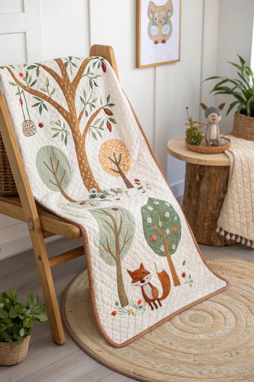 Bring the magic of the forest into your child's room with this enchanting Fairytale Forest quilt.