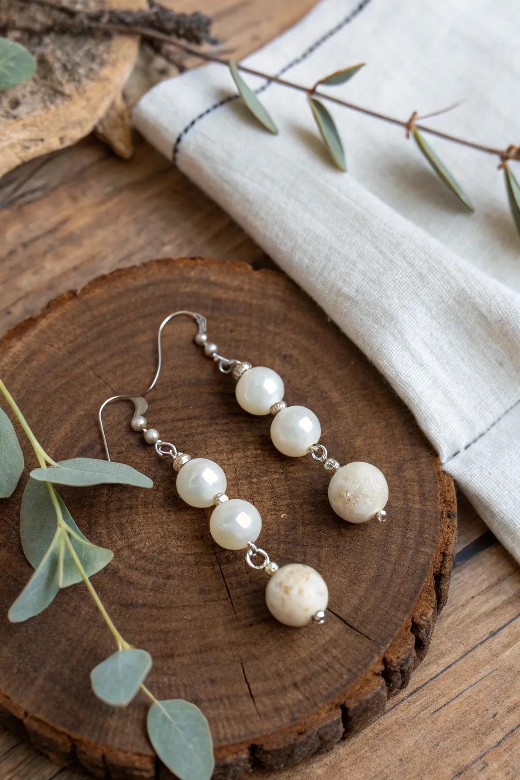 Embrace elegance with these pearlescent clay bead earrings, perfect for any formal occasion.