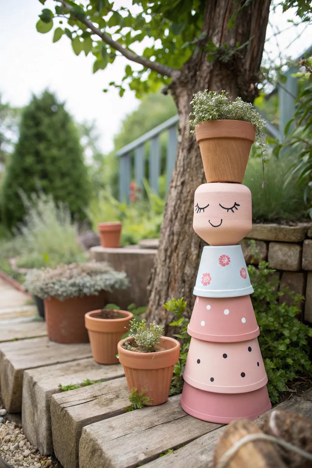 Meet your new garden companion: a whimsical clay pot person bringing joy and charm to your outdoor space.