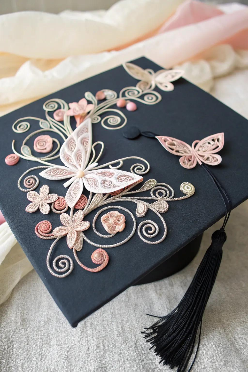 Elevate your graduation cap with handcrafted elegance and minimalist charm.