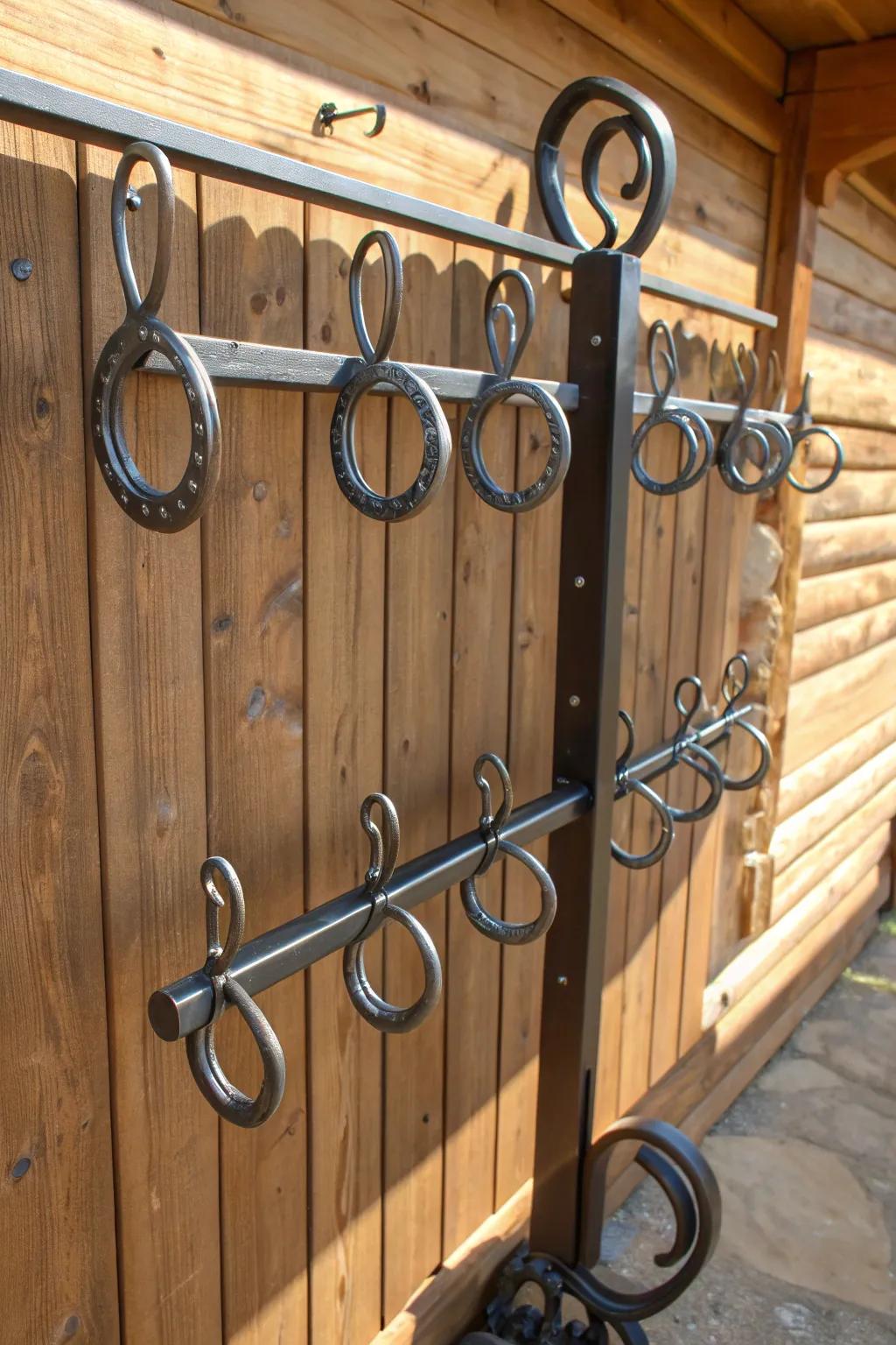 Showcase your craftsmanship with this unique horseshoe coat rack.