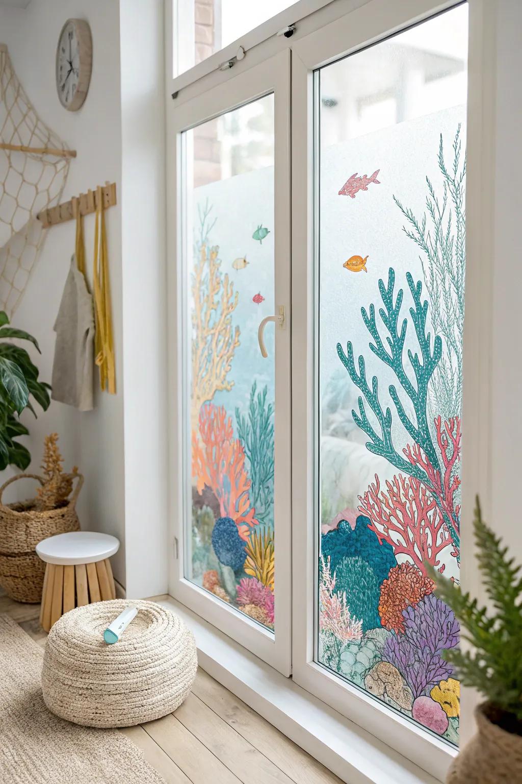 Bring the serenity of the sea into your space with these DIY coral reef window clings. 🌊✨
