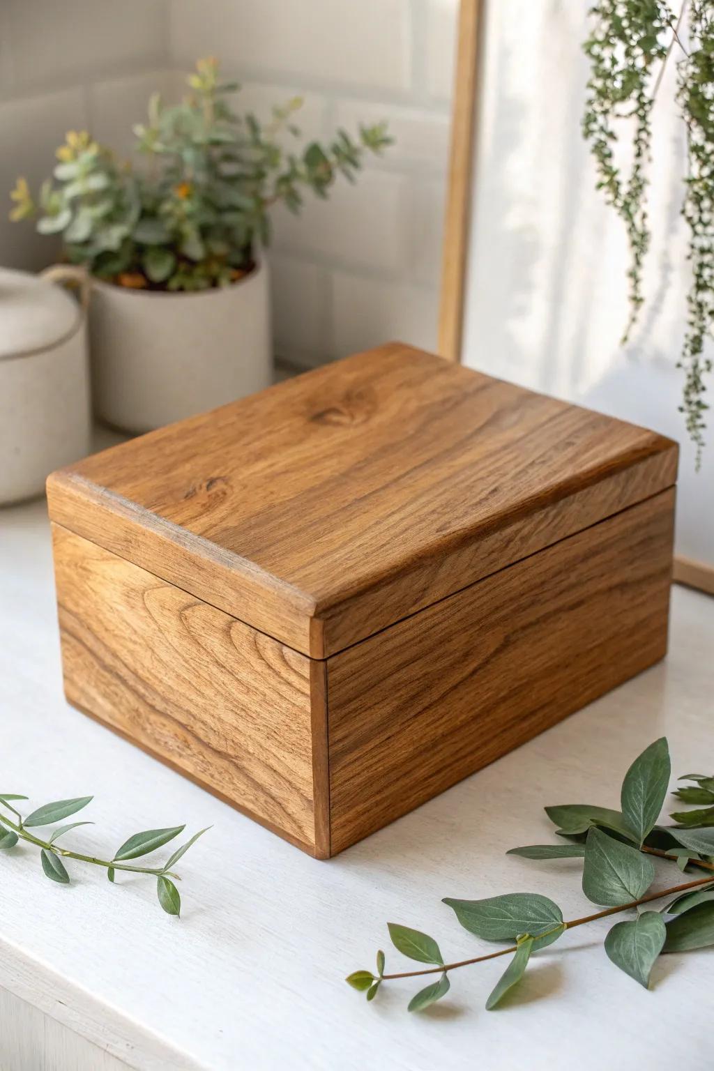 Embrace the warmth of nature with this beautifully crafted wooden box design, perfect for adding a touch of rustic elegance to your minimalist space.