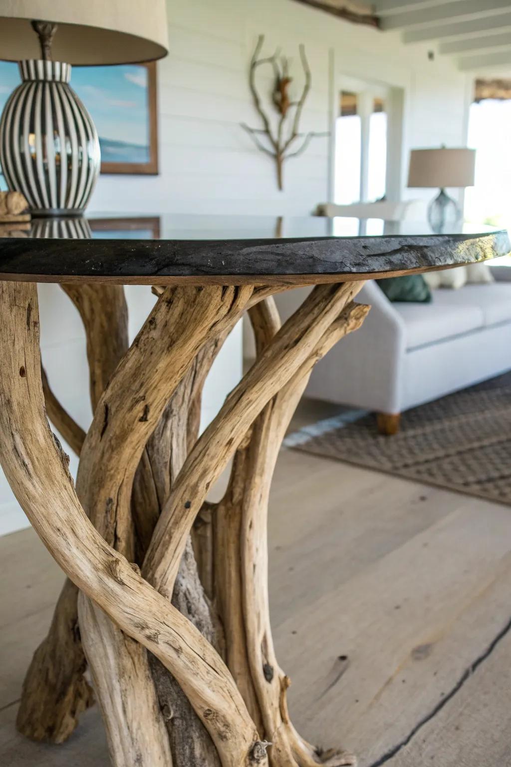 Bring a touch of the coast indoors with these stunning driftwood table legs.