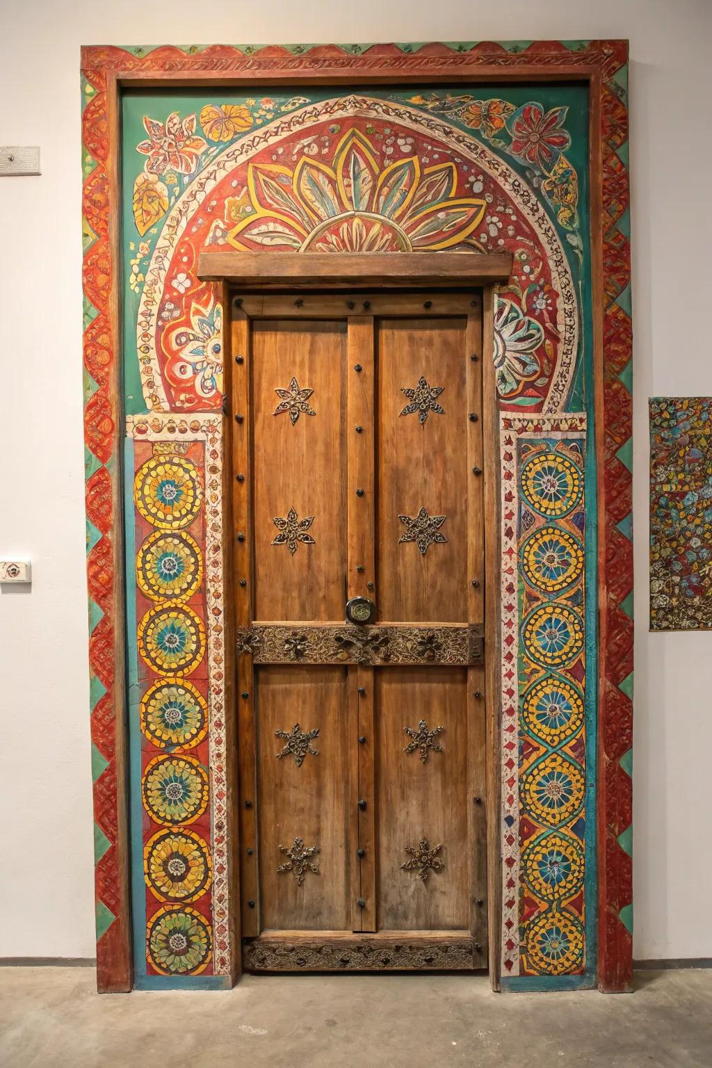 Unlock creativity: Transform a vintage door into captivating wall art.
