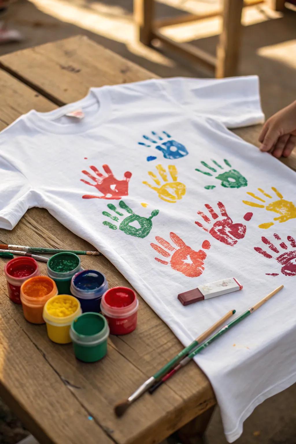 Capture Memories: Craft a Custom Father's Day Shirt with Kids' Handprints!