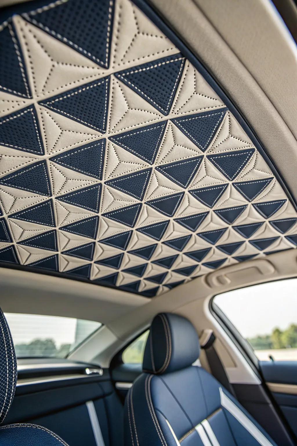 Elevate your car's interior with a sleek geometric headliner design that screams modern craftsmanship.