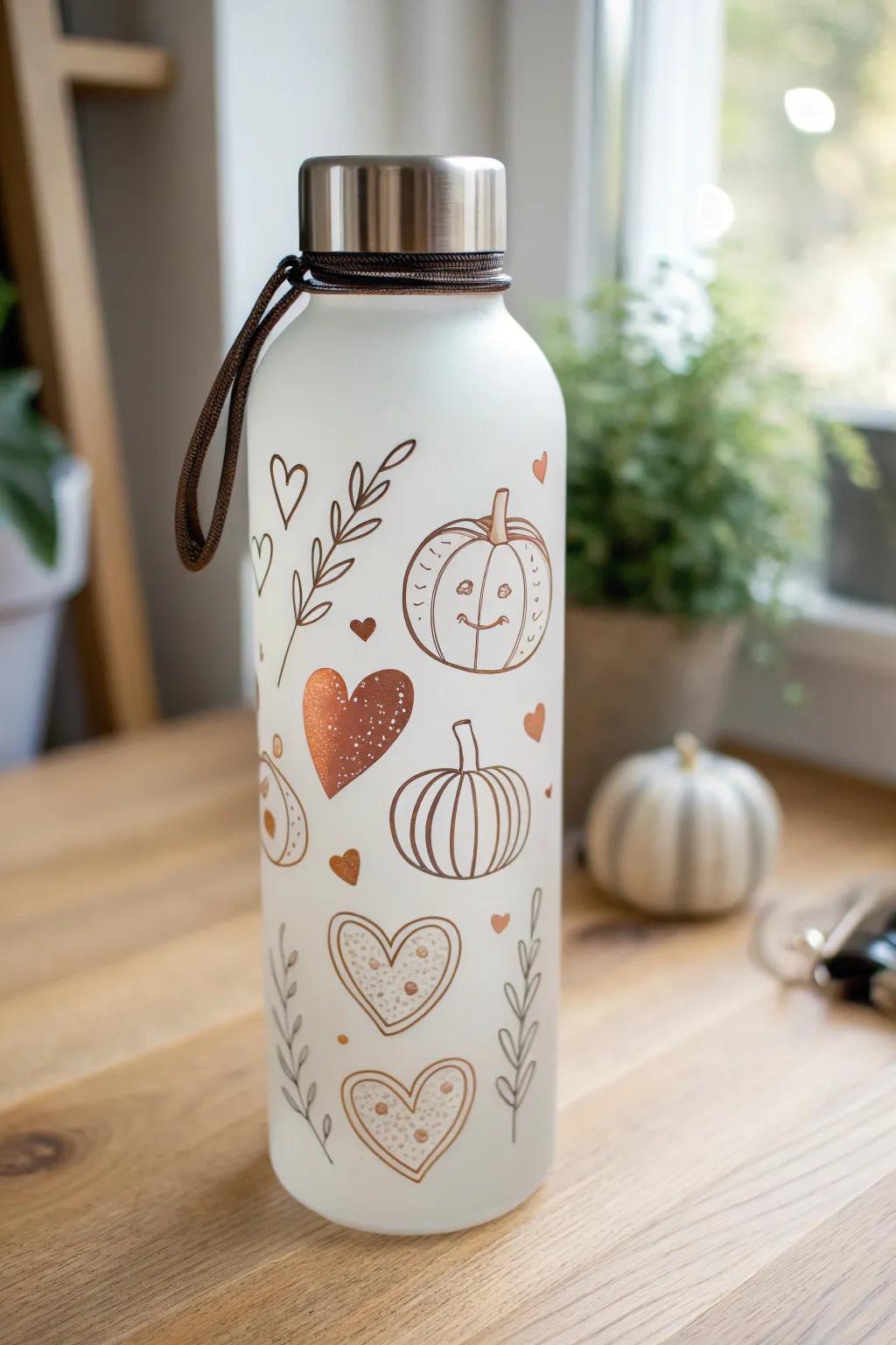 Add a festive touch to your hydration with this beautifully crafted seasonal bottle. Perfect for a minimalist aesthetic with a warm, Boho twist!