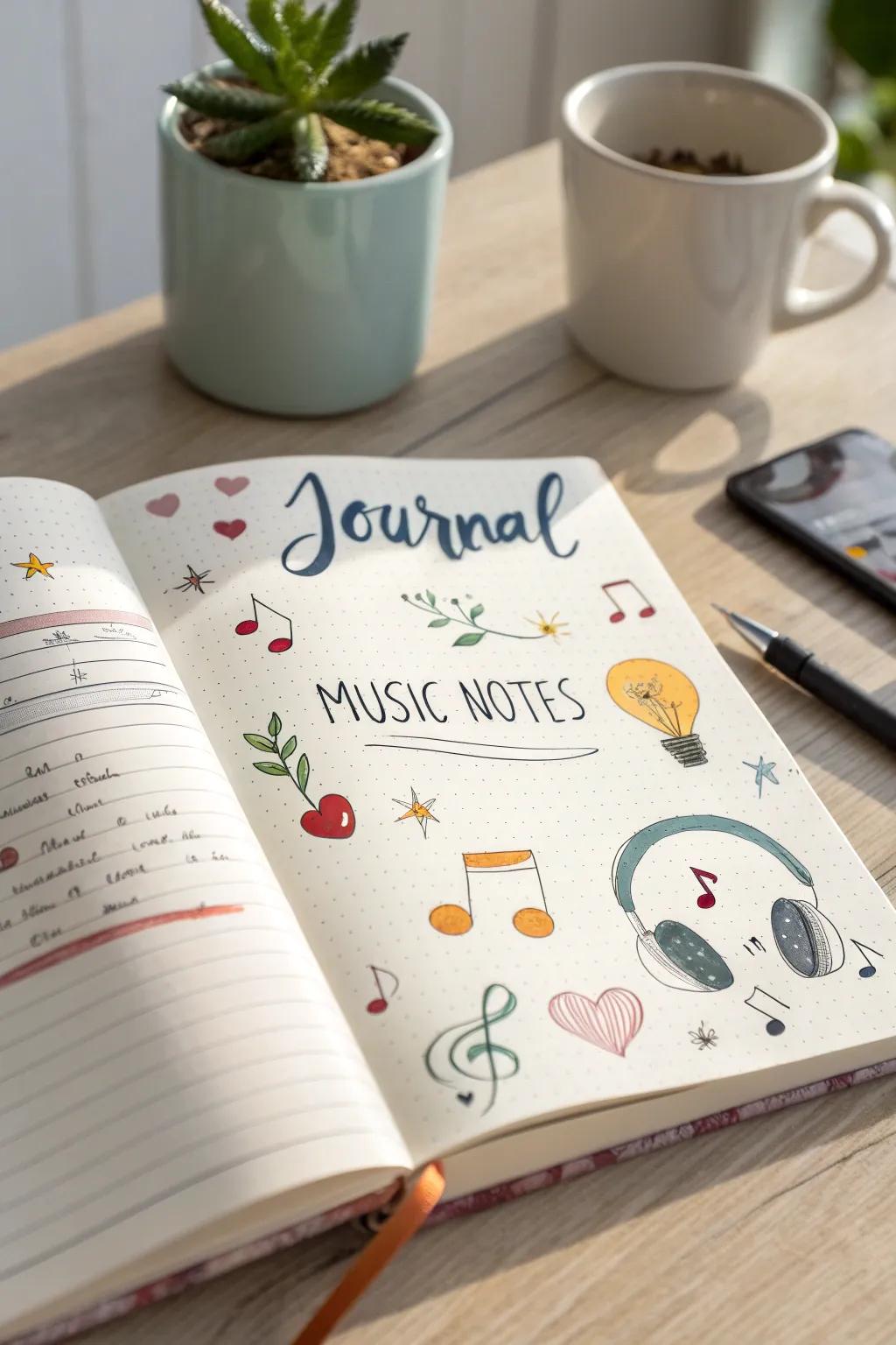 Capture your musical journey with a beautifully crafted playlist page. 🎶✨ #JournalIdeas #ScandiBoho
