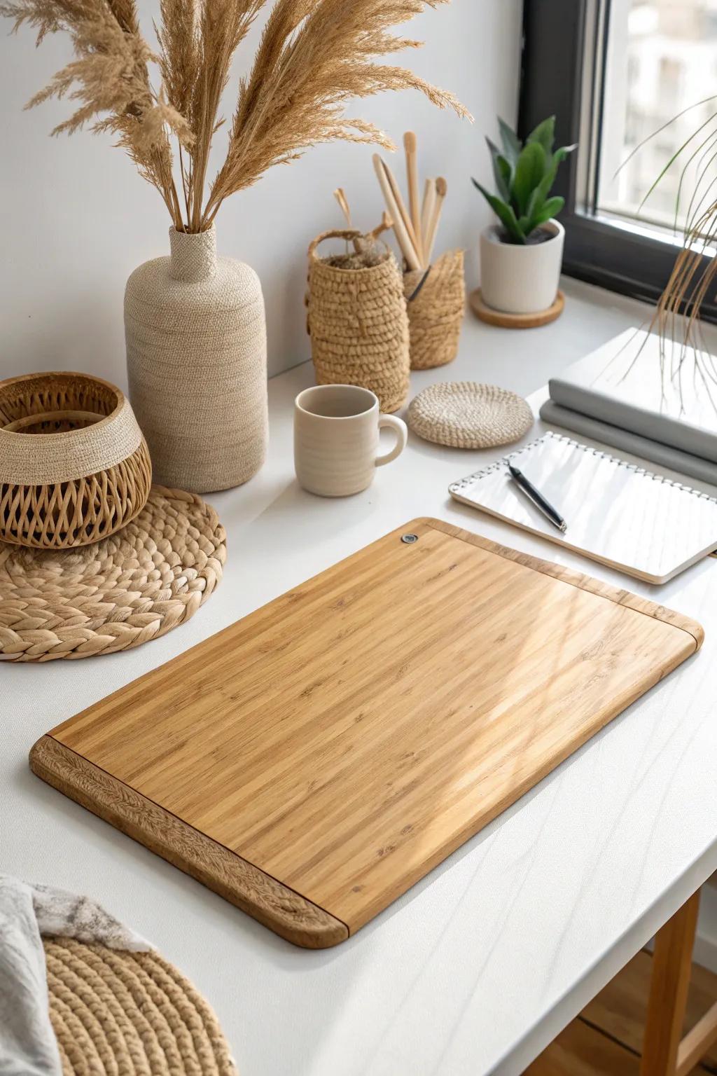 Elevate your workspace with a touch of sustainable elegance: the bamboo desk cover.