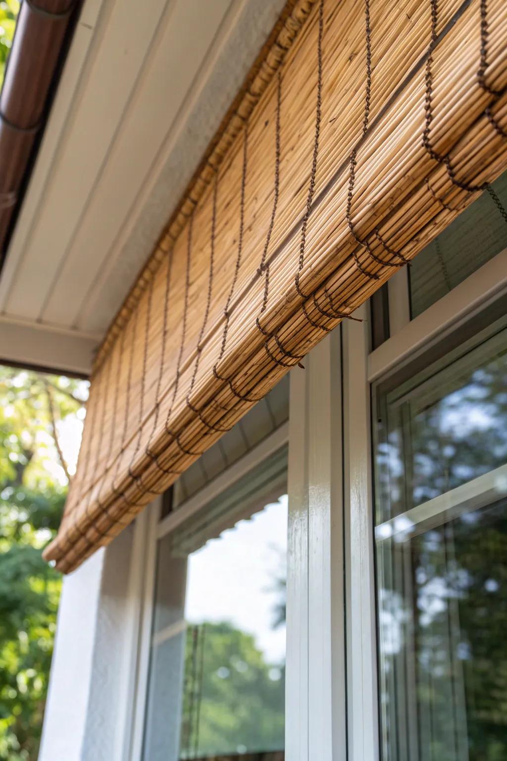 Transform your space with the tranquil elegance of a handcrafted bamboo awning.