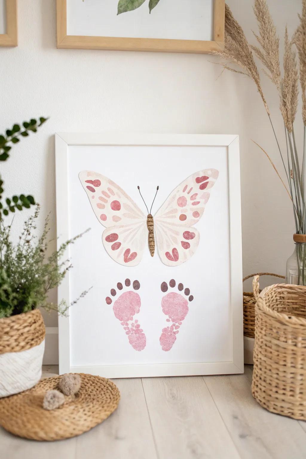 Capture the magic of tiny toes and hands with this charming DIY footprint butterfly art, bringing warmth and whimsy to any nursery.