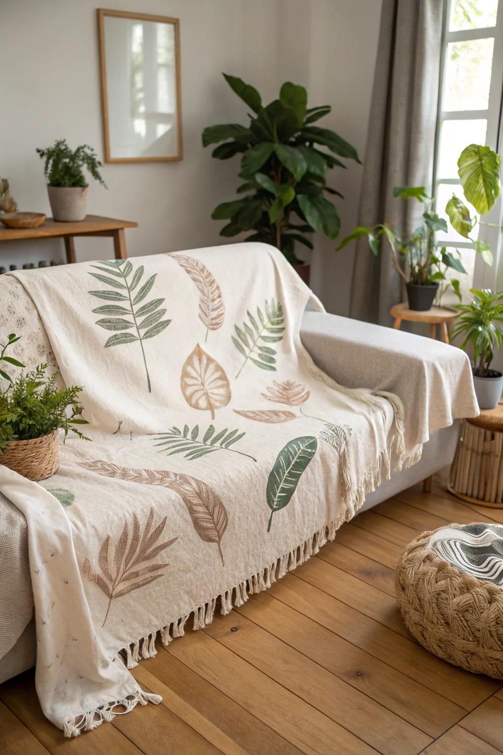 Bring the outdoors in with these nature-inspired DIY couch covers, perfect for a touch of minimalist boho elegance.