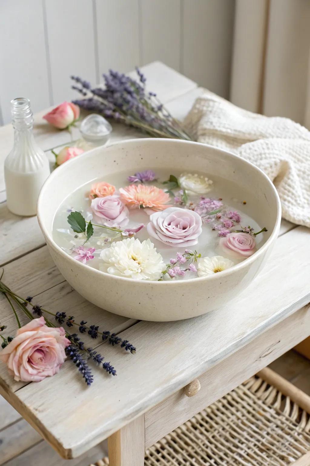 Enhance your table with a touch of elegance: DIY floating flower display.
