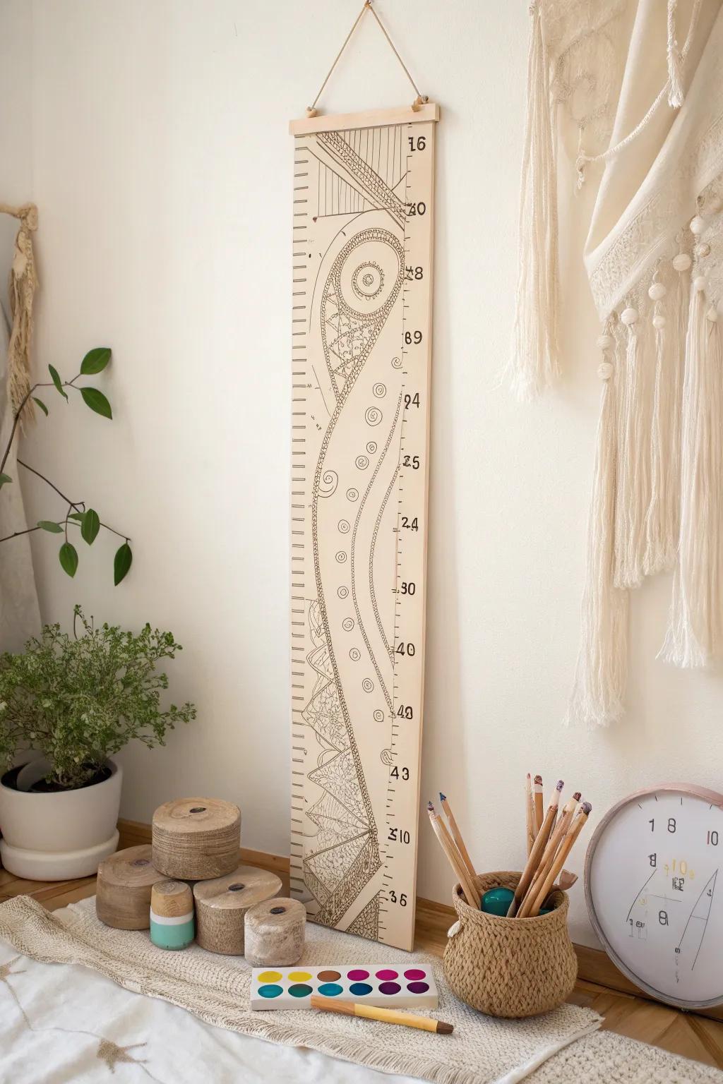 Capture growth and creativity with this DIY 'Paint by Numbers' growth chart - where every inch is a masterpiece in progress.