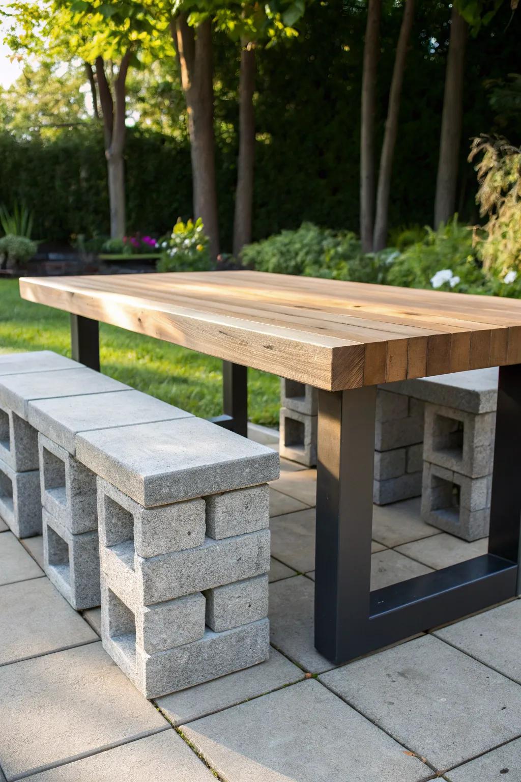 Transform your outdoor space with this DIY cinder block table—where modern design meets raw craftsmanship.