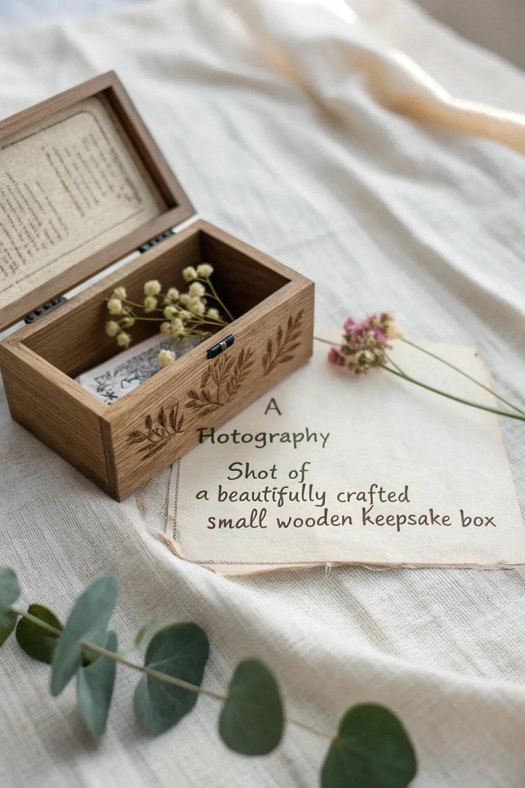 Preserve cherished memories with a handcrafted keepsake box, perfect for storing precious mementos.